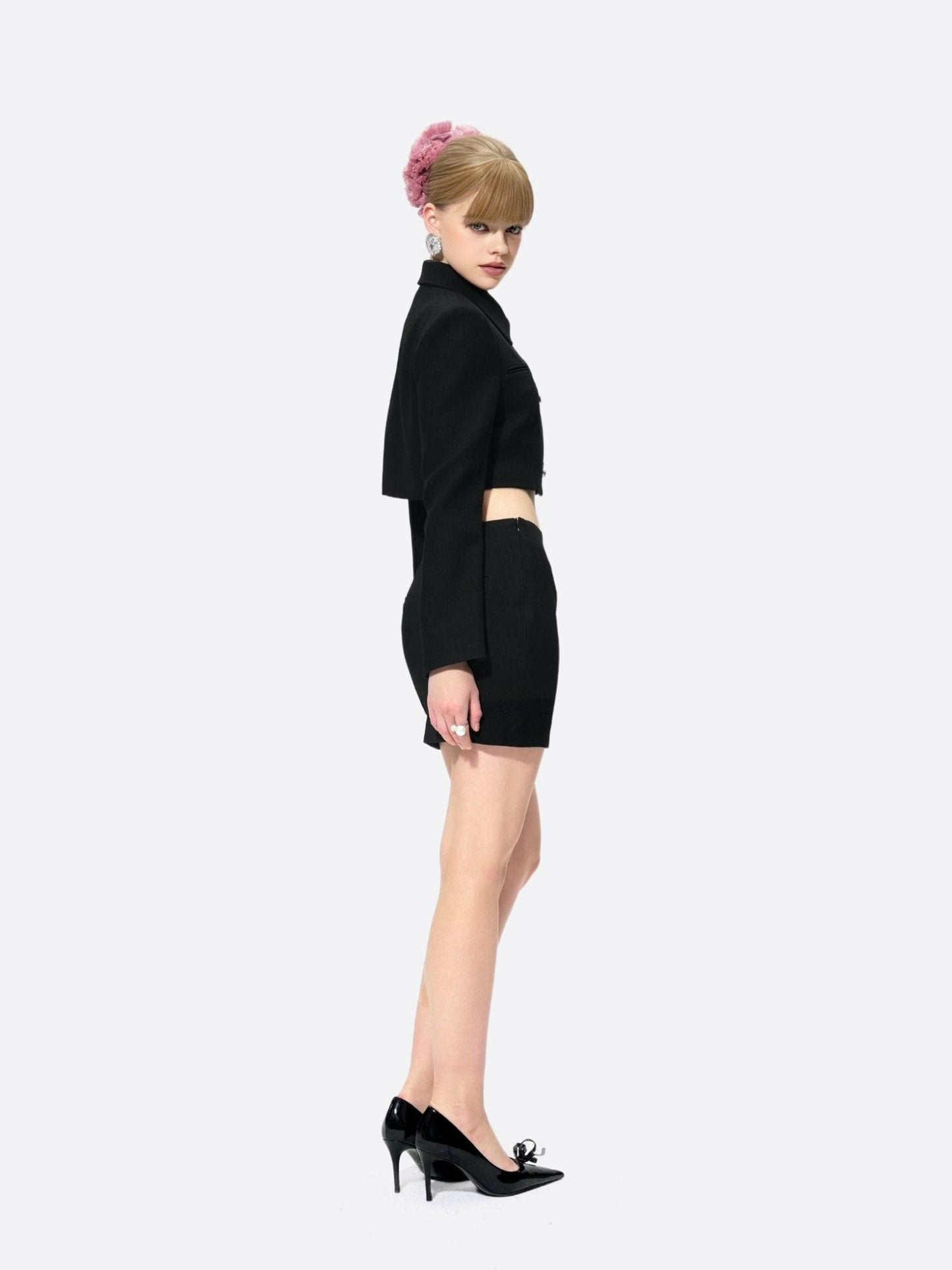 Nana Jacqueline Tatiana Crop Blazer: Black Blazer for Cocktail Party Black