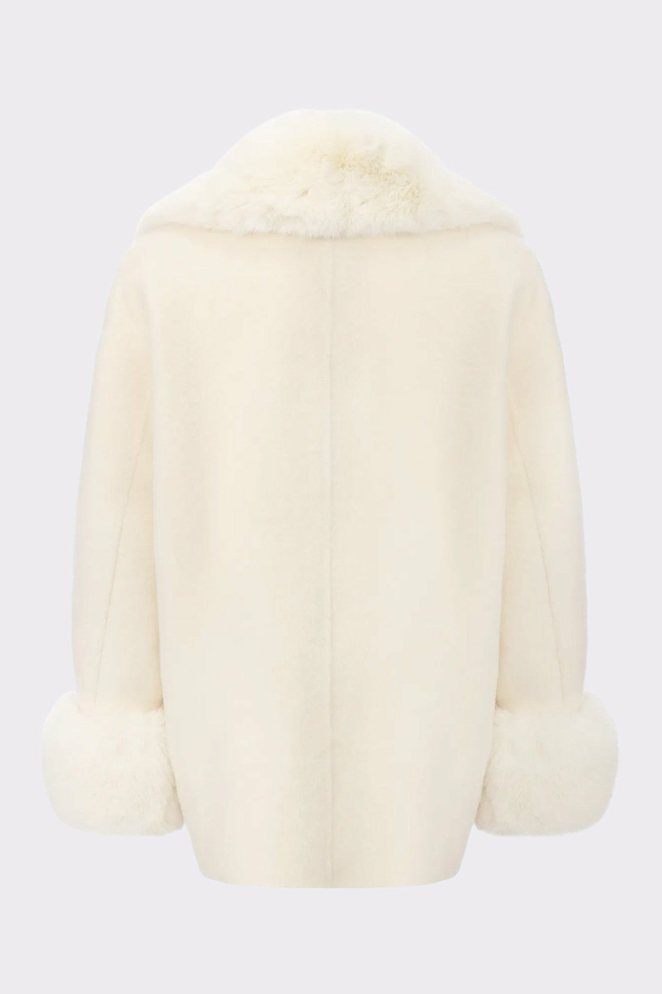 Nana Jacqueline Althea Faux Fur Collar Cocoon Coat: White Coat for Winter Party White