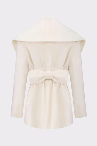 Nana Jacqueline Victoria Bow Coat: White Coat for Bridal Shower White