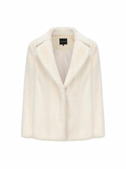 Nana Jacqueline Phoebe Fur Jacket: White Fur Jacket for Winter Bridal Events White