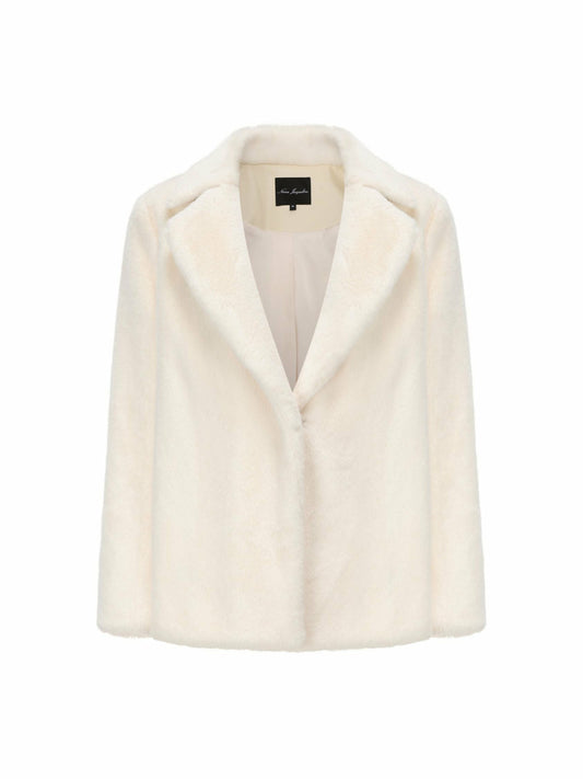 Nana Jacqueline Phoebe Fur Jacket: White Fur Jacket for Winter Bridal Events White