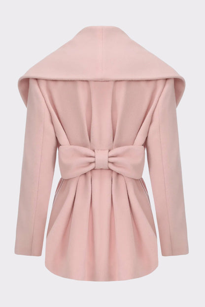 Nana Jacqueline Victoria Bow Coat: Pink Coat for Date Night Pink