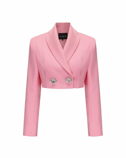 Nana Jacqueline Veronica Crop Blazer: Pink Crop Blazer for Brunch Pink