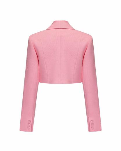 Nana Jacqueline Veronica Crop Blazer: Pink Crop Blazer for Brunch Pink