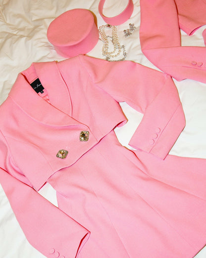 Nana Jacqueline Veronica Crop Blazer: Pink Crop Blazer for Brunch Pink