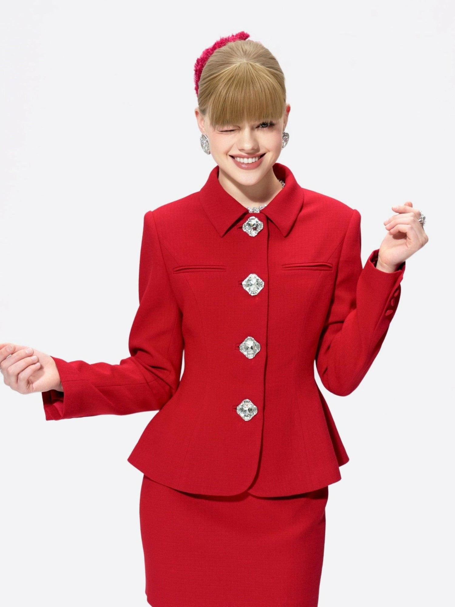 Nana Jacqueline Vanessa Blazer: Red Blazer for Holiday Party Red