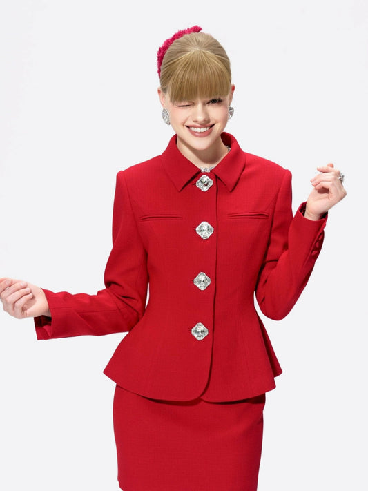 Nana Jacqueline Vanessa Blazer: Red Blazer for Holiday Party Red