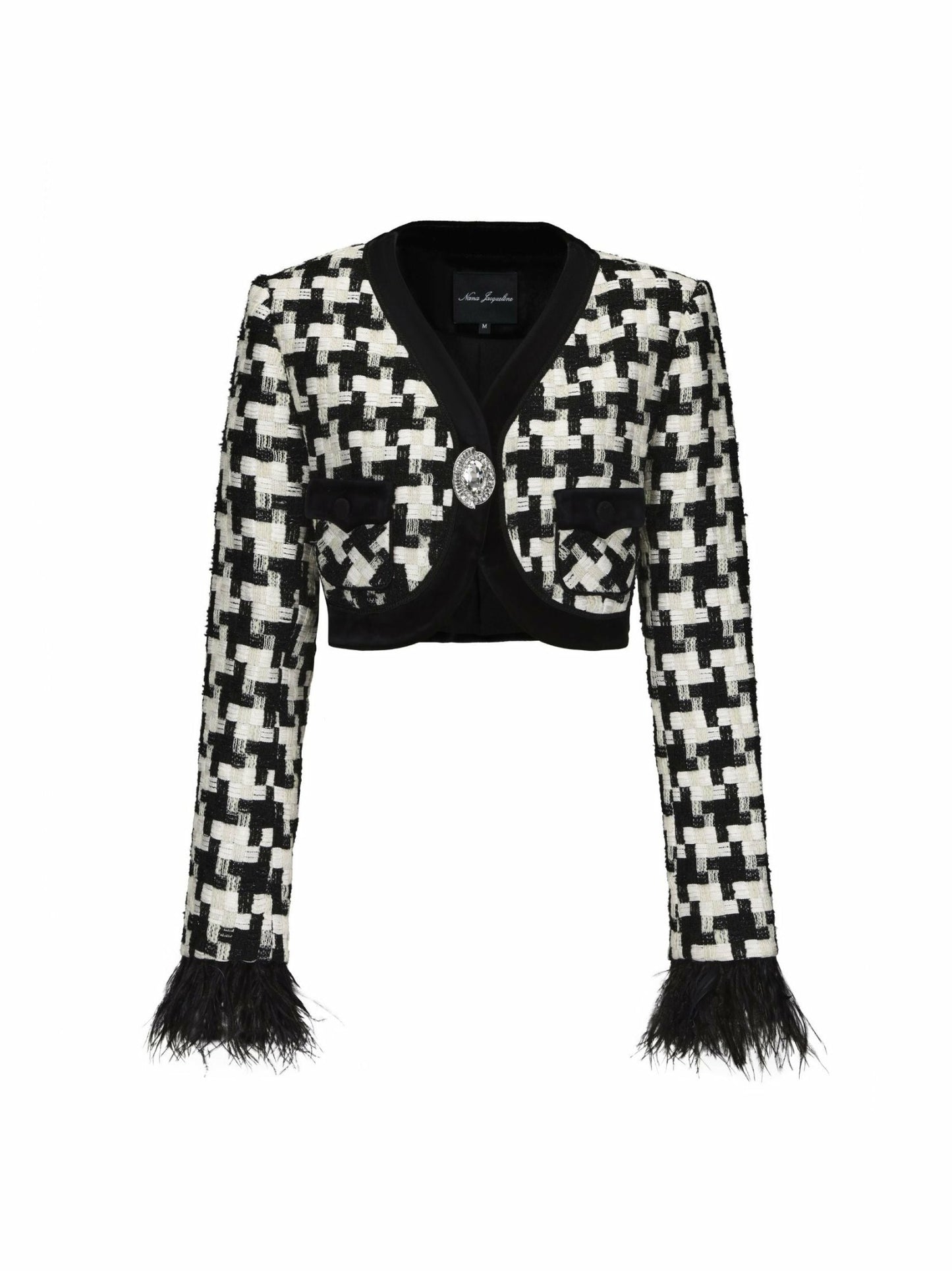 Nana Jacqueline Dahlia Feather Blazer: Black Blazer for Cocktail Party Black