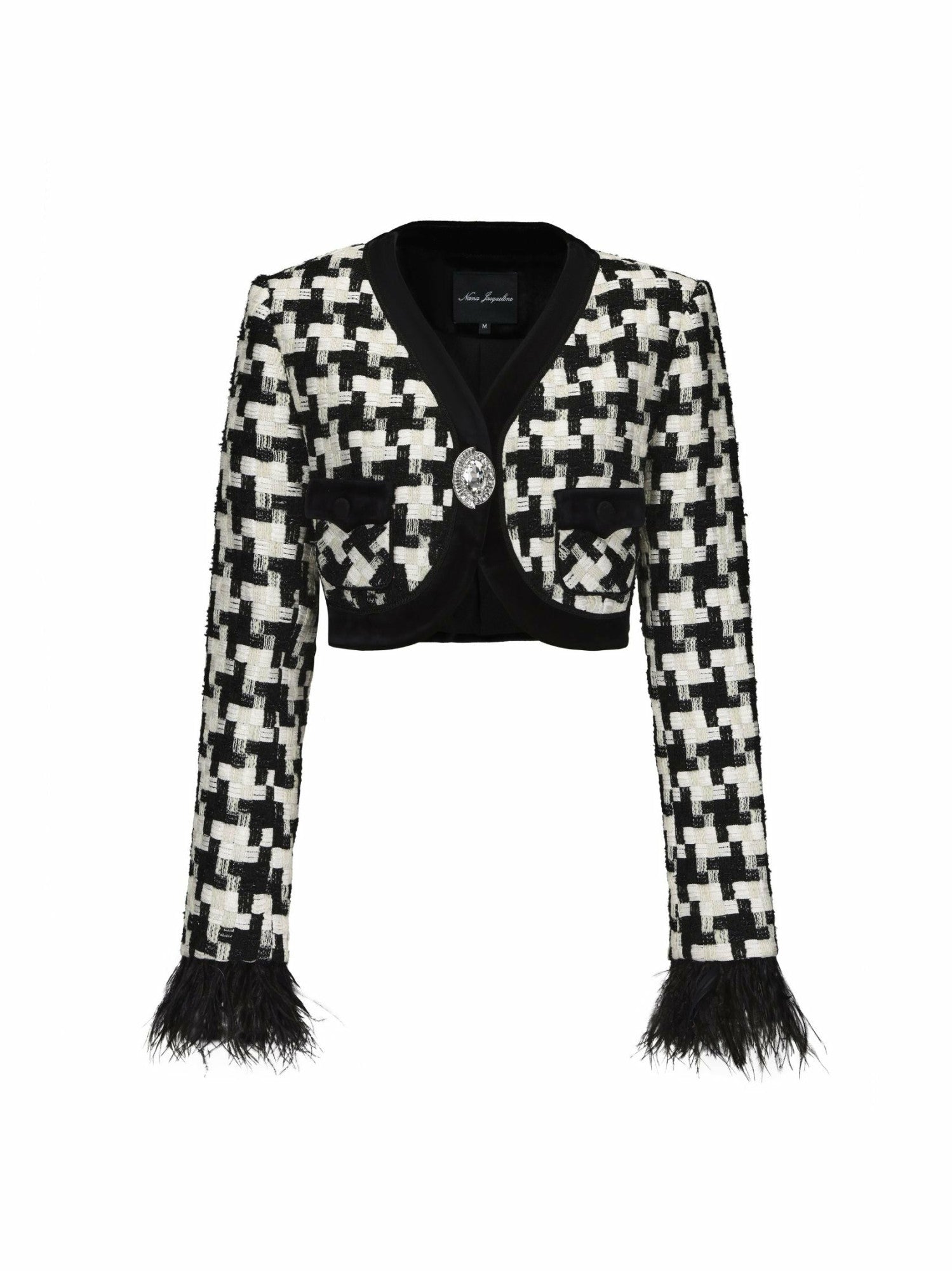 Nana Jacqueline Dahlia Feather Blazer: Black Blazer for Cocktail Party Black