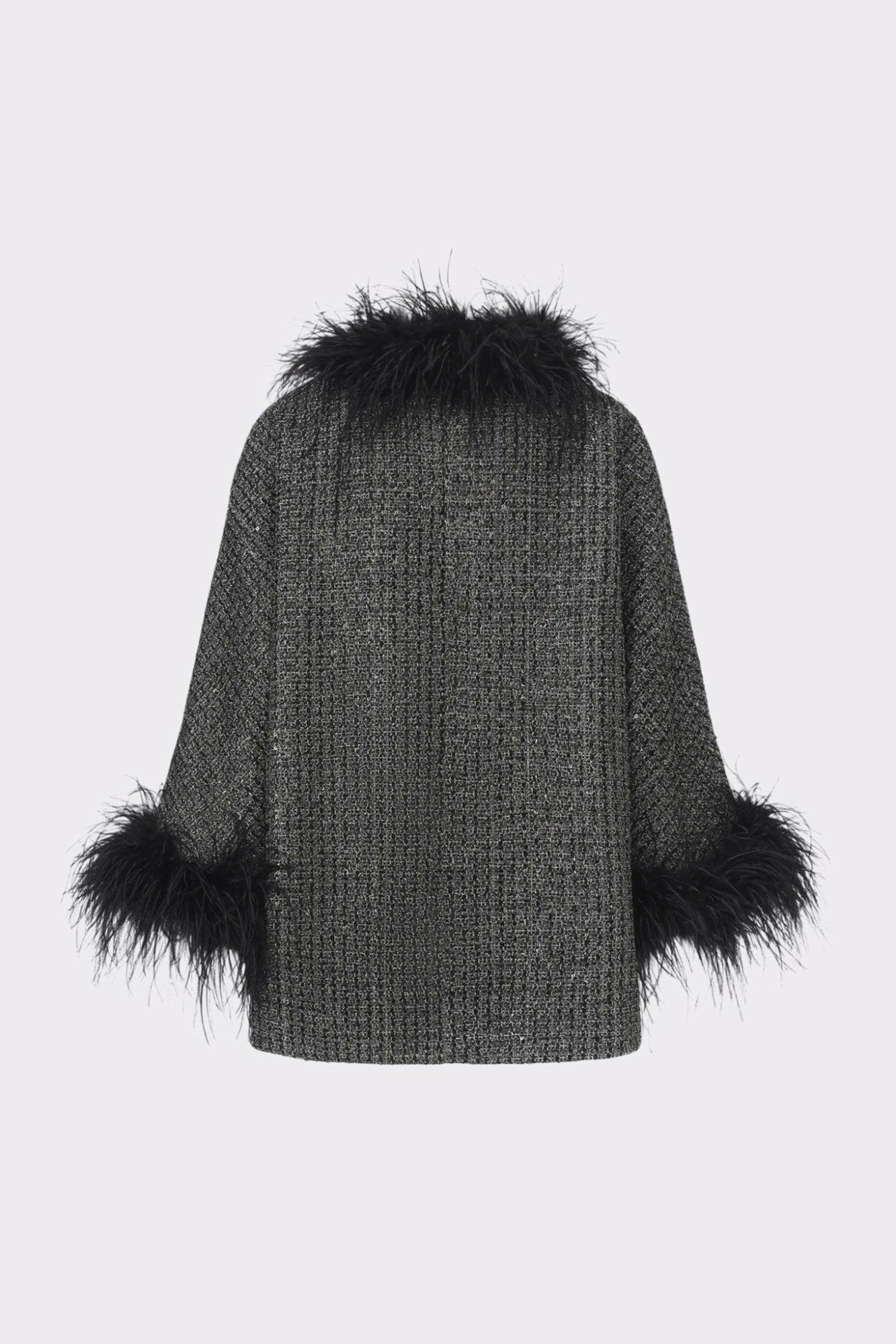 Nana Jacqueline Renée Feather Coat: Black Coat for Cocktail Party Black