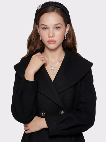 Nana Jacqueline Black Wool-Blend Coat with Bow-Back Black