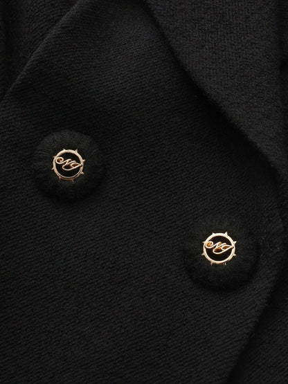 Nana Jacqueline Black Wool-Blend Coat with Bow-Back Black