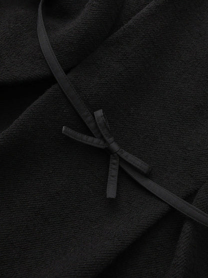 Nana Jacqueline Black Wool-Blend Coat with Bow-Back Black
