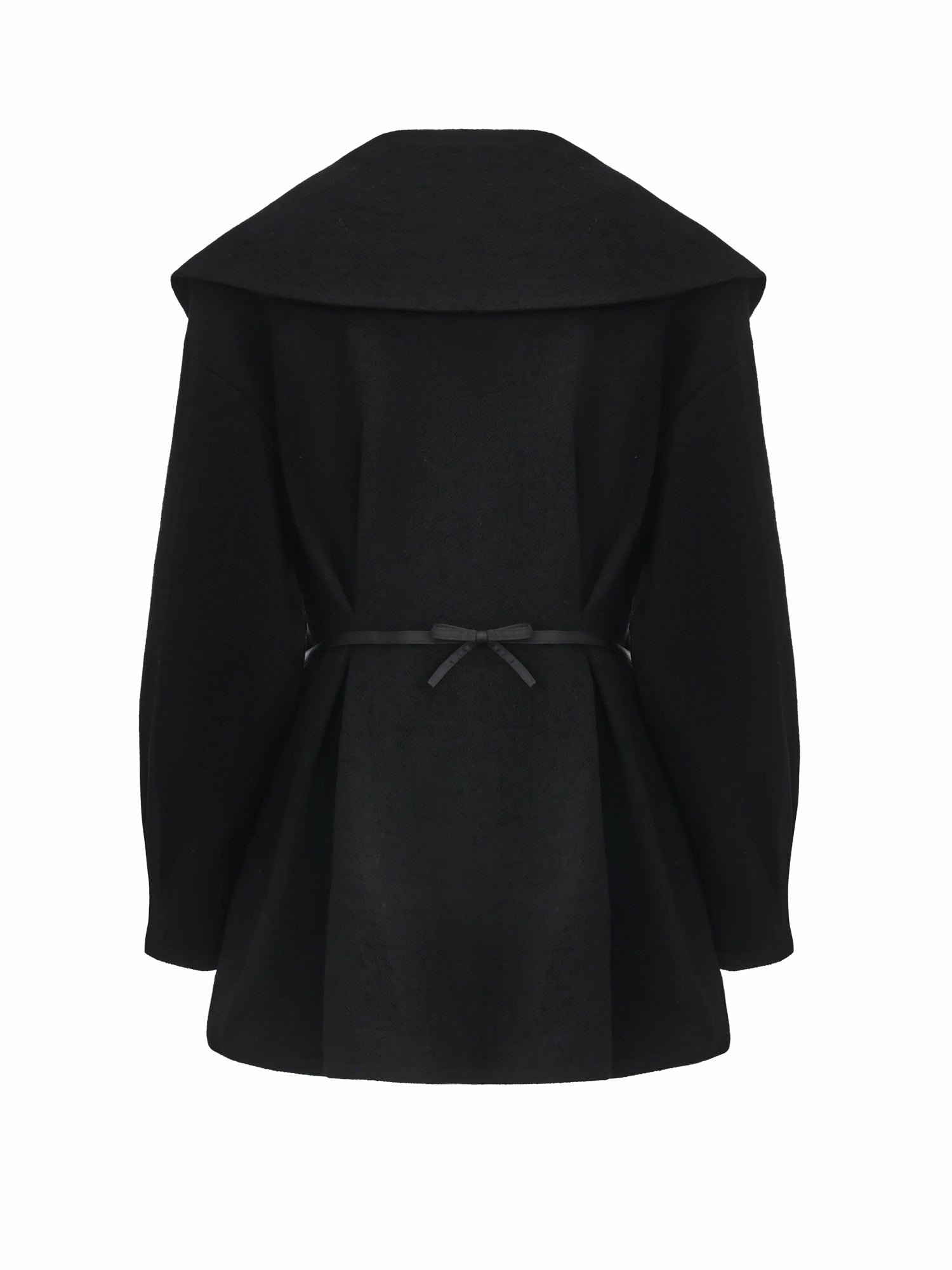 Nana Jacqueline Black Wool-Blend Coat with Bow-Back Black