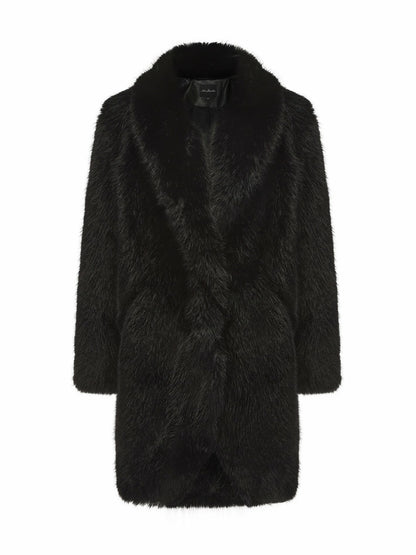 Nana Jacqueline Sofia Fur Coat: Black Fur Coat for Evening Events Black