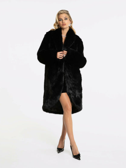Nana Jacqueline Sofia Fur Coat: Black Fur Coat for Evening Events Black