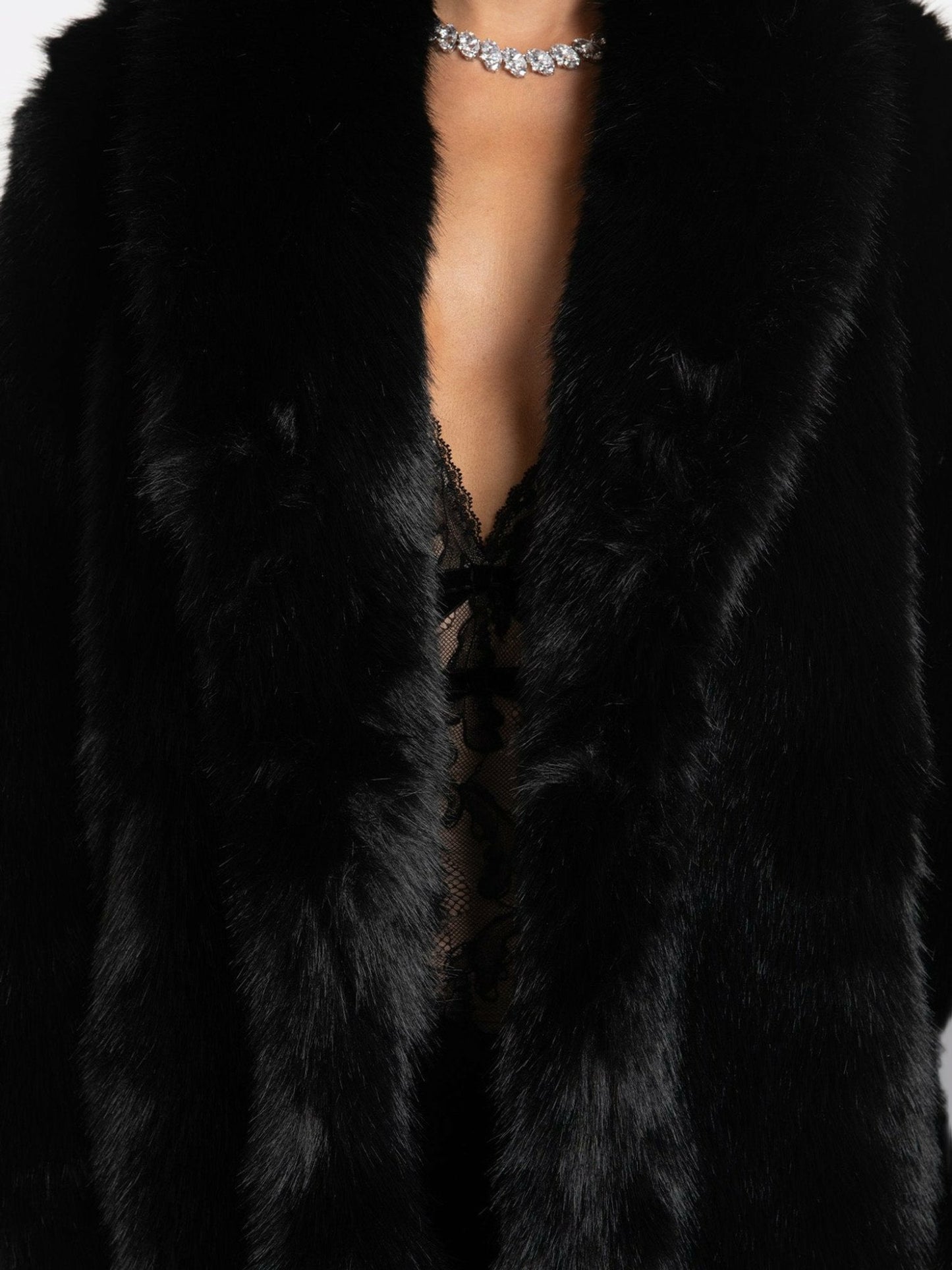 Nana Jacqueline Sofia Fur Coat: Black Fur Coat for Evening Events Black