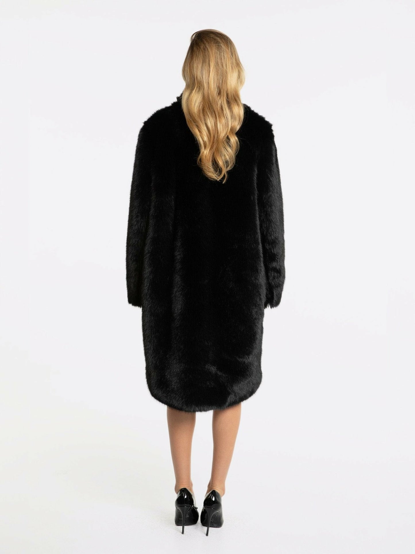 Nana Jacqueline Sofia Fur Coat: Black Fur Coat for Evening Events Black
