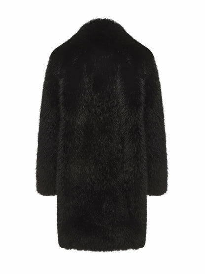 Nana Jacqueline Sofia Fur Coat: Black Fur Coat for Evening Events Black