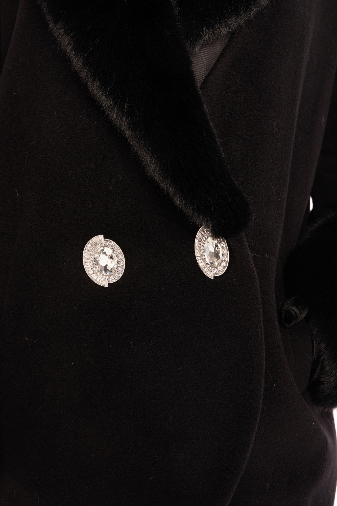 Nana Jacqueline Althea Faux Fur Collar Cocoon Coat: Black Coat for Winter Evening Event Black