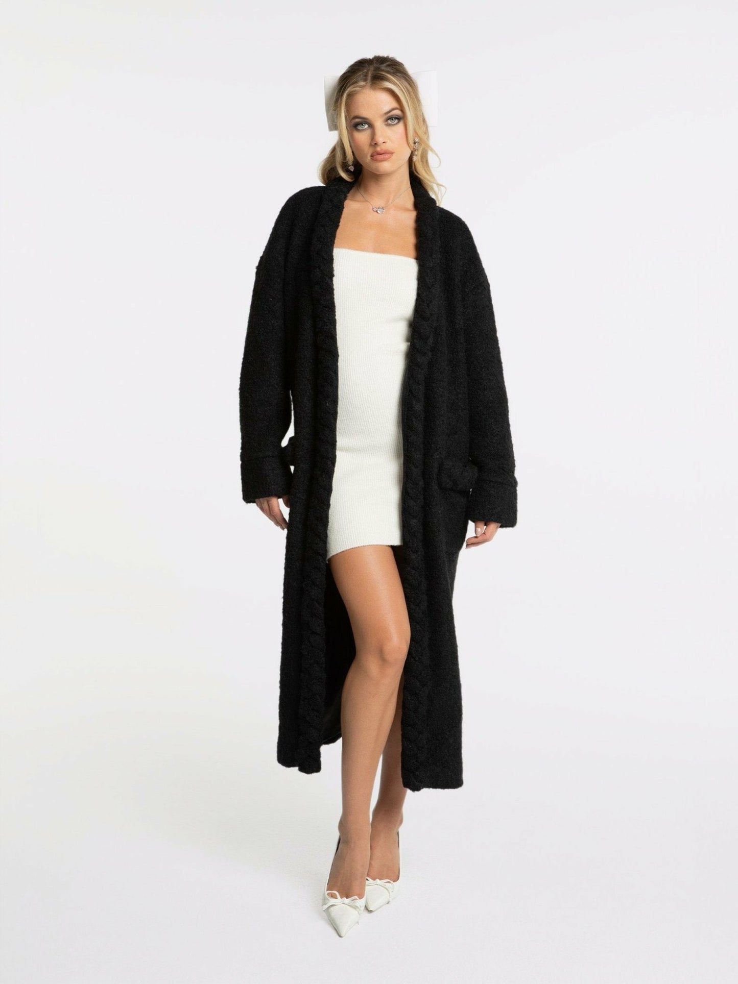 Nana Jacqueline Elsa Coat: White Coat for Resort Travel White