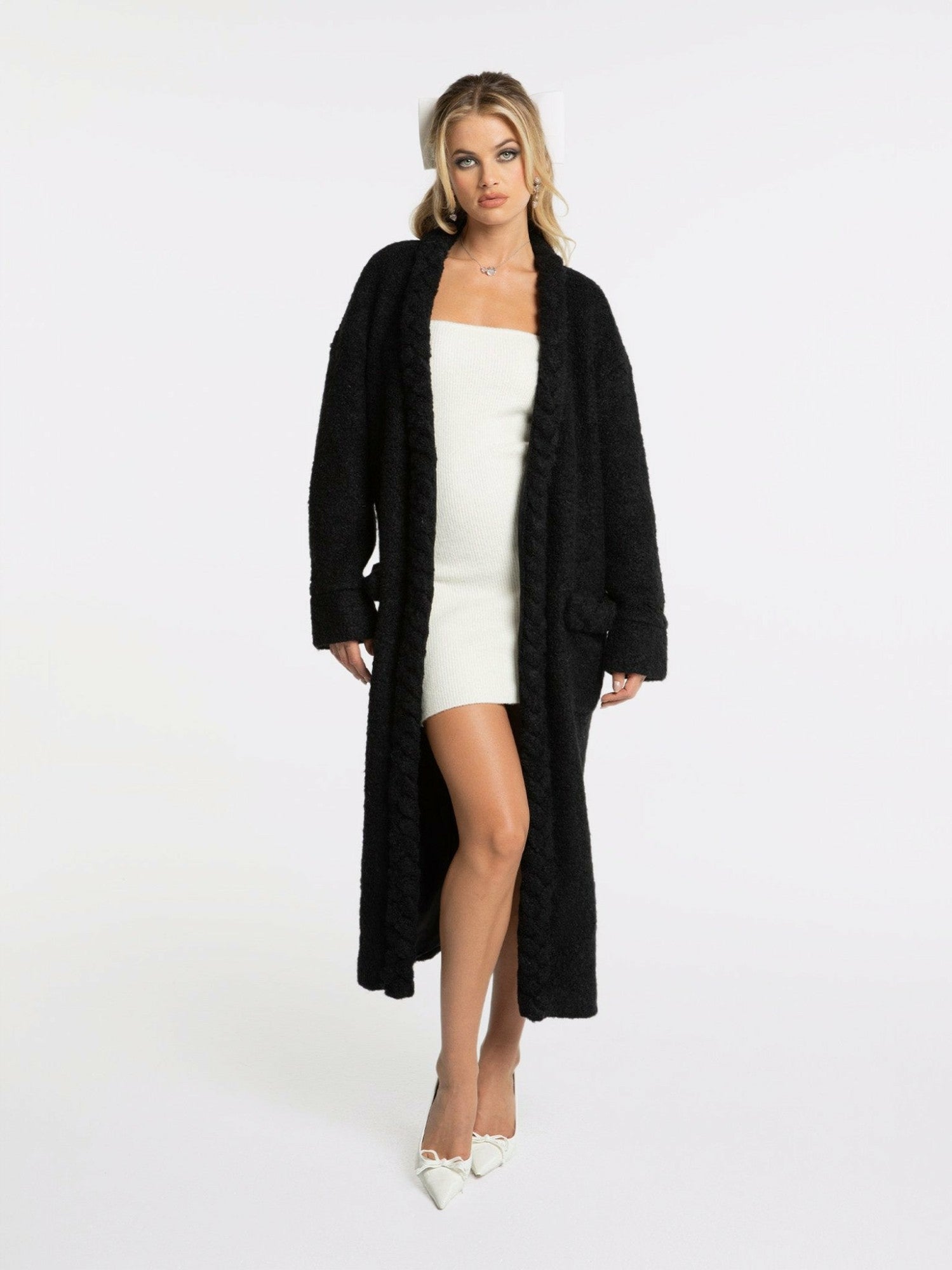 Nana Jacqueline Elsa Coat: White Coat for Resort Travel White