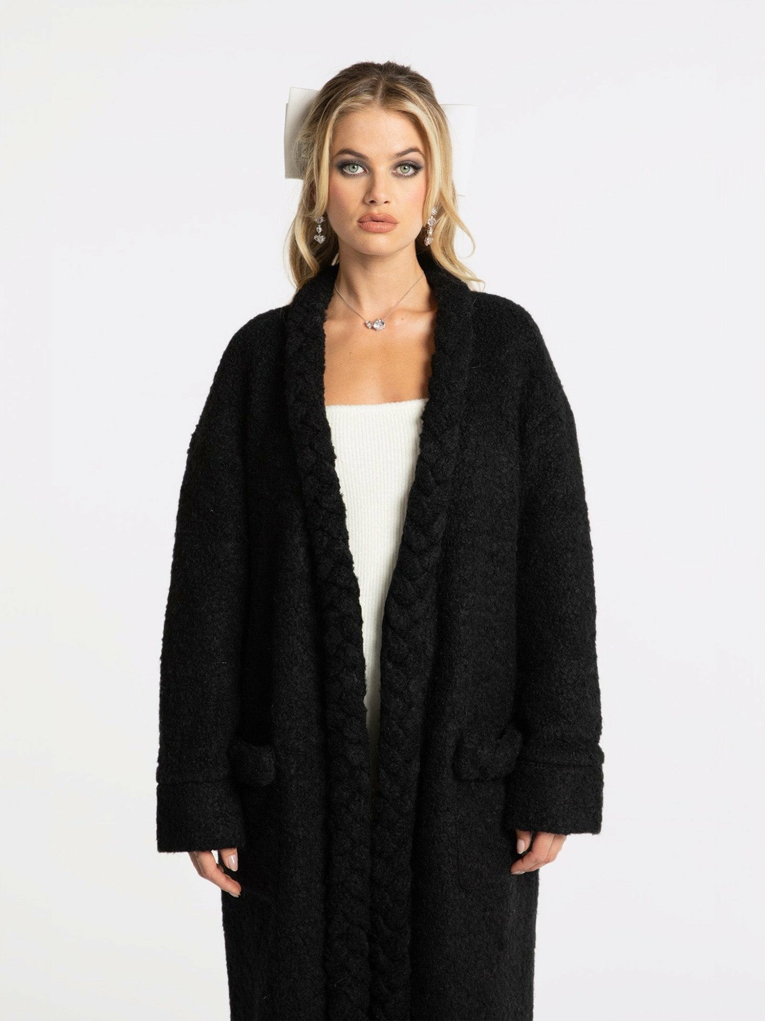 Nana Jacqueline Elsa Coat: White Coat for Resort Travel White