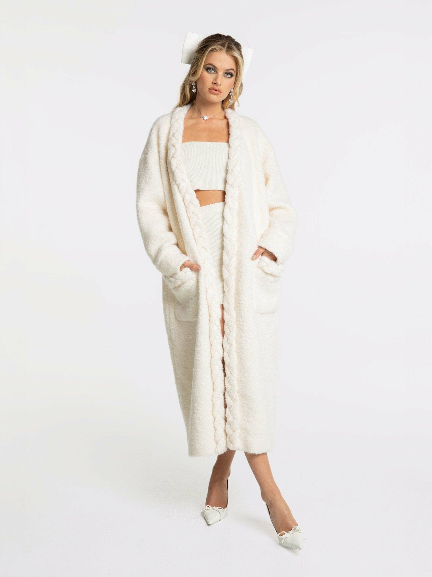 Nana Jacqueline Elsa Coat: Off-White Coat for Resort Outfit Off-white