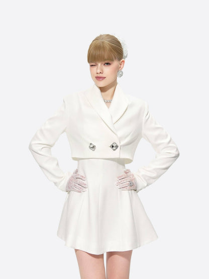 Nana Jacqueline Veronica Crop Blazer: White Blazer for Engagement Party White