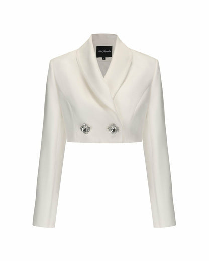 Nana Jacqueline Veronica Crop Blazer: White Blazer for Engagement Party White