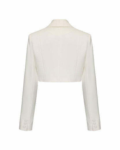 Nana Jacqueline Veronica Crop Blazer: White Blazer for Engagement Party White