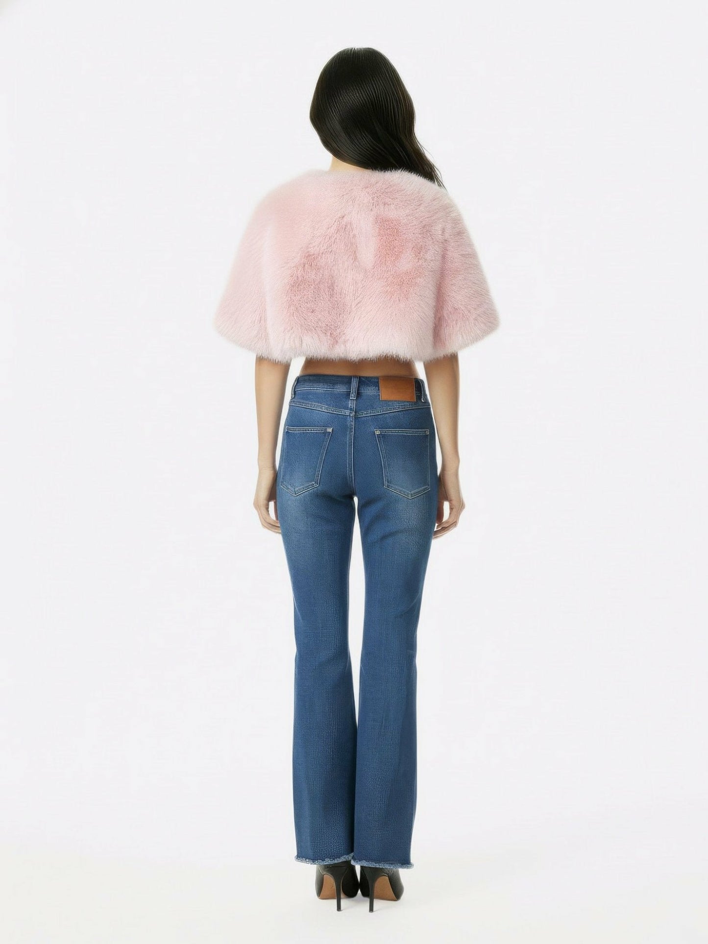 Nana Jacqueline Thalia Cropped Faux Fur Jacket: Pink Jacket for Cocktail Party Pink