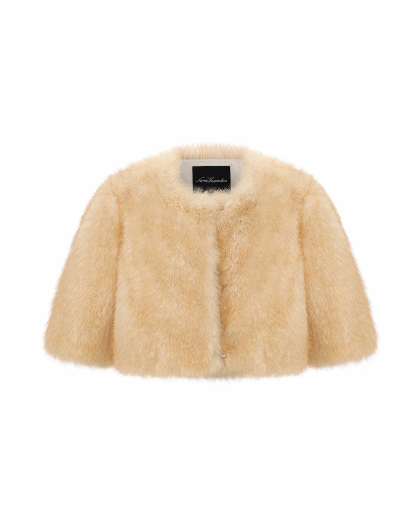 Nana Jacqueline Thalia Cropped Faux Fur Jacket: Yellow Jacket for Cocktail Party Yellow