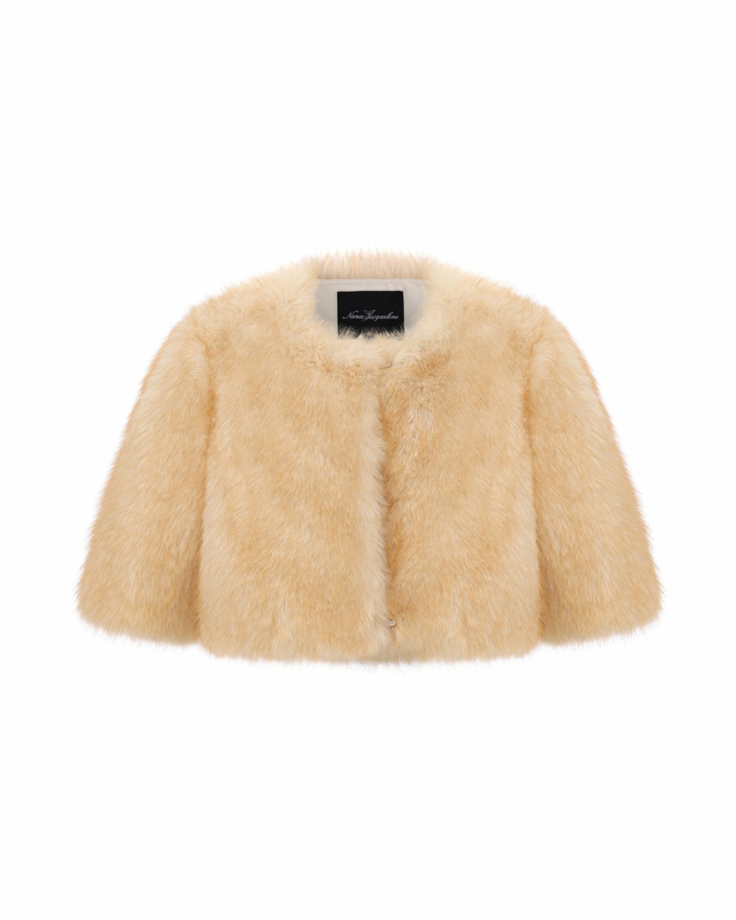 Nana Jacqueline Thalia Cropped Faux Fur Jacket: Yellow Jacket for Cocktail Party Yellow