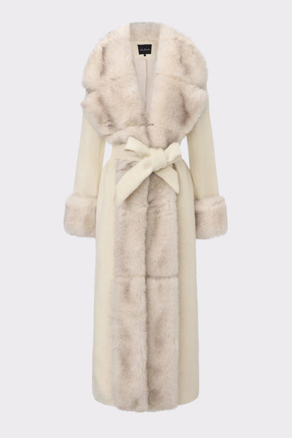 Nana Jacqueline Adriana Faux Fur Coat: Off White Coat for Winter Formal Event Off White