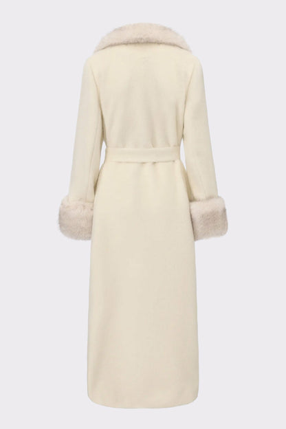 Nana Jacqueline Adriana Faux Fur Coat: Off White Coat for Winter Formal Event Off White