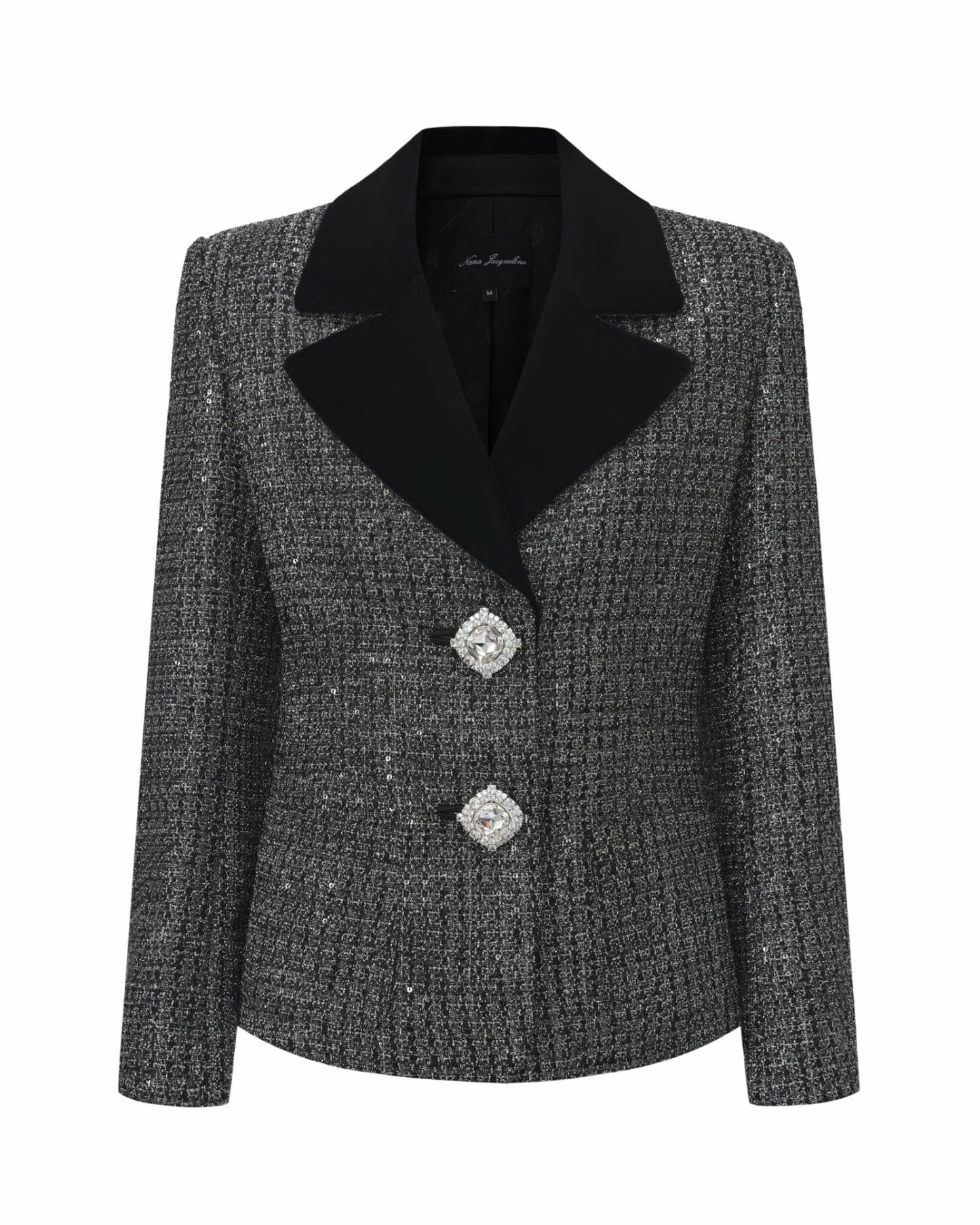 Nana Jacqueline Maya Lapel Suit Jacket: Black Suit Jacket for Cocktail Party Black & Silver