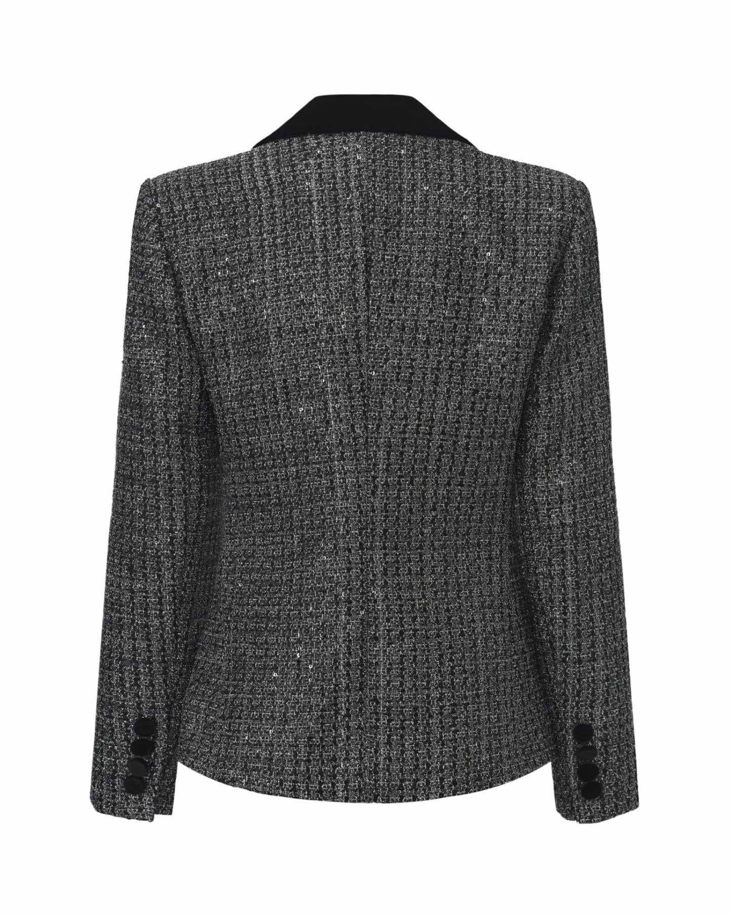 Nana Jacqueline Maya Lapel Suit Jacket: Black Suit Jacket for Cocktail Party Black & Silver