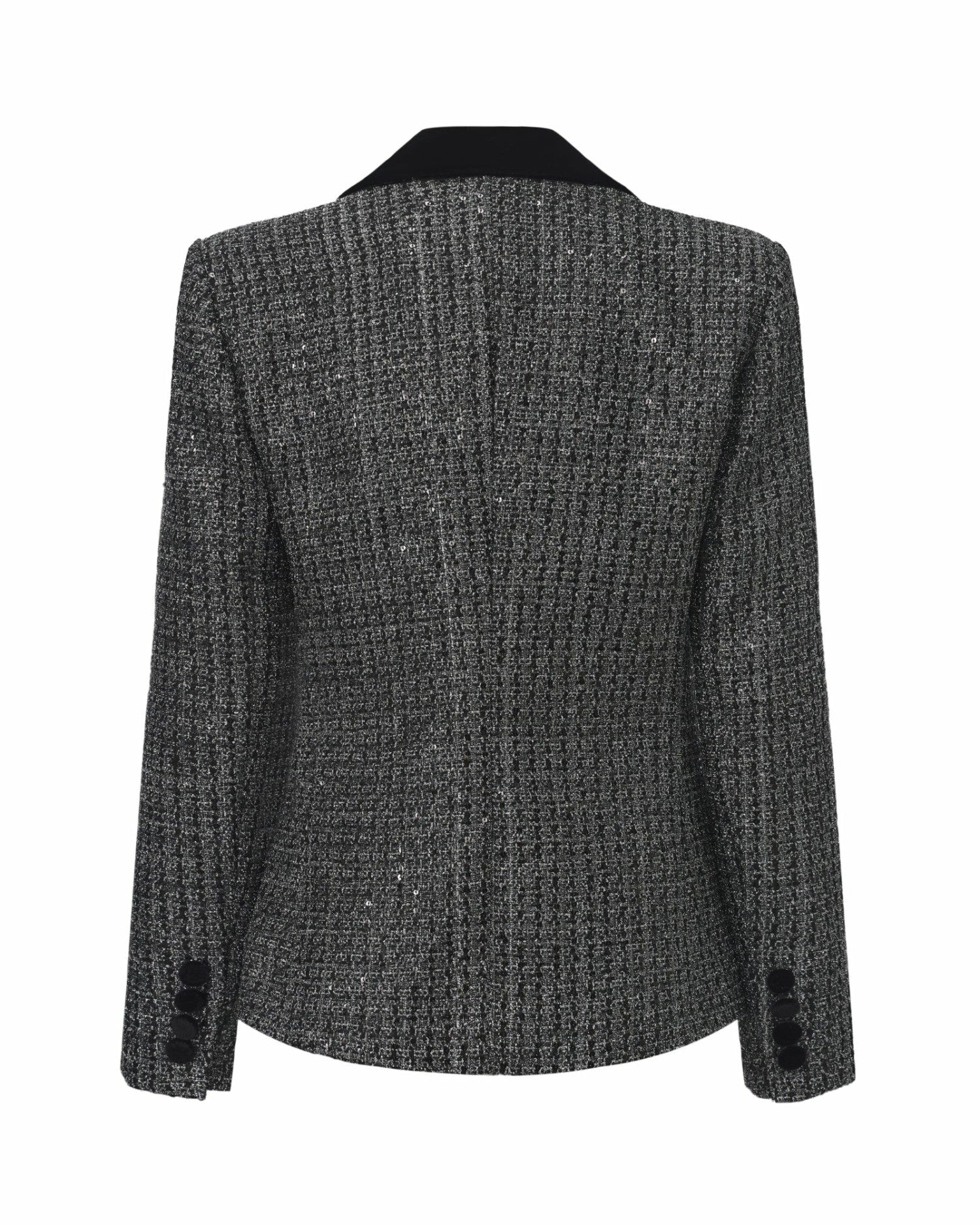 Nana Jacqueline Maya Lapel Suit Jacket: Black Suit Jacket for Cocktail Party Black & Silver