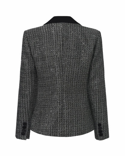 Nana Jacqueline Maya Lapel Suit Jacket: Black Suit Jacket for Cocktail Party Black & Silver