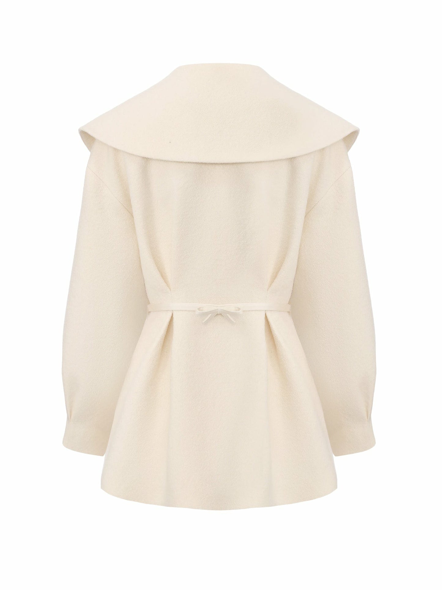 Nana Jacqueline Ivory Wool-Blend Coat with Bow-Back White