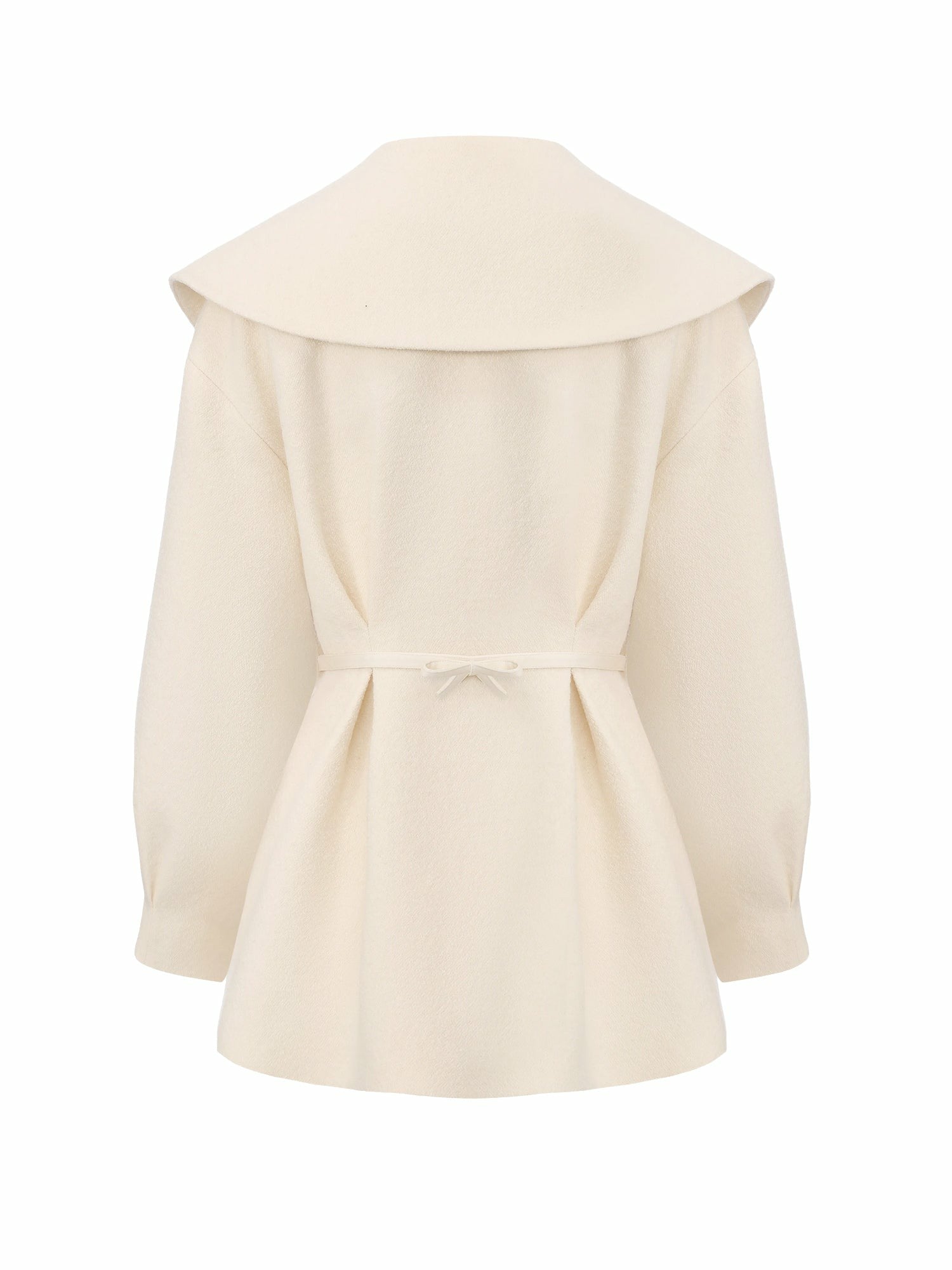 Nana Jacqueline Ivory Wool-Blend Coat with Bow-Back White