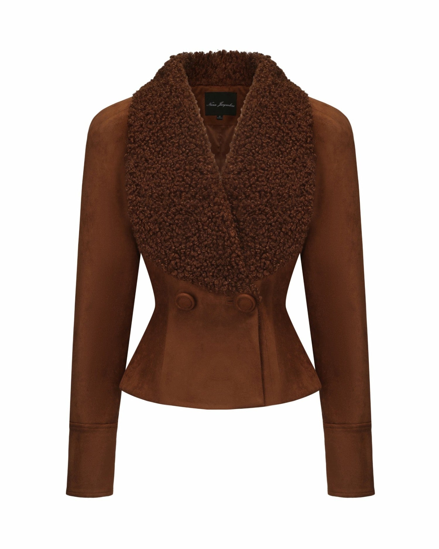 Nana Jacqueline Celine Suede Coat: Brown Suede Coat for Fall Evening Outfit Brown