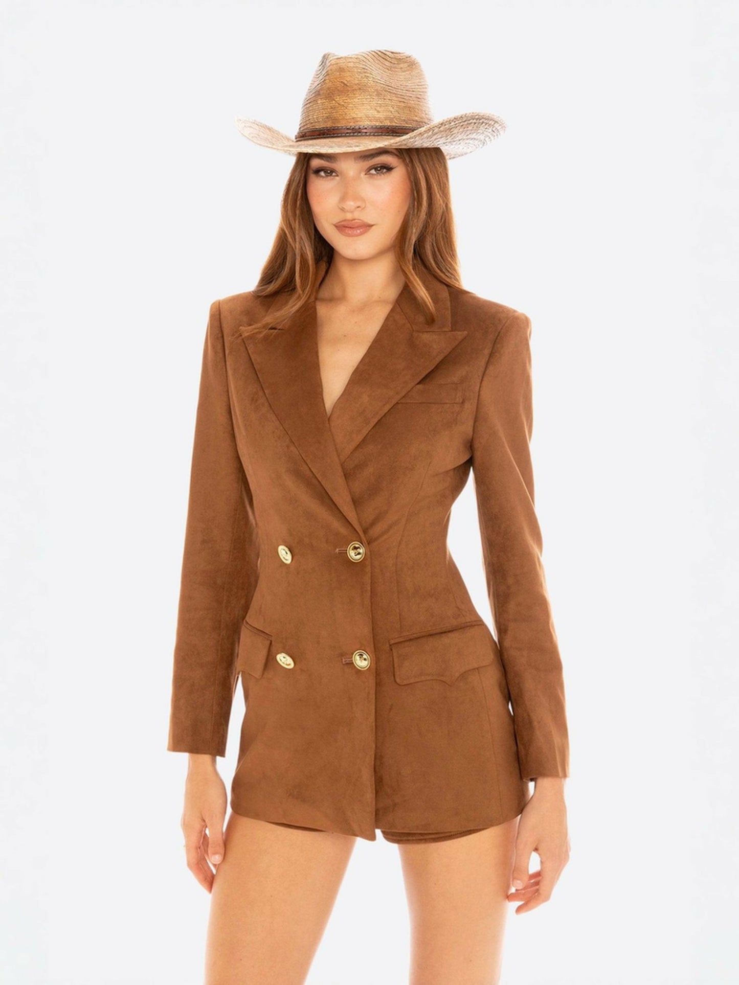 Nana Jacqueline Sienne Suede Blazer: Brown Blazer for Work Brown