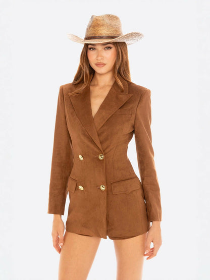 Nana Jacqueline Sienne Suede Blazer: Brown Blazer for Work Brown