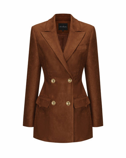 Nana Jacqueline Sienne Suede Blazer: Brown Blazer for Work Brown