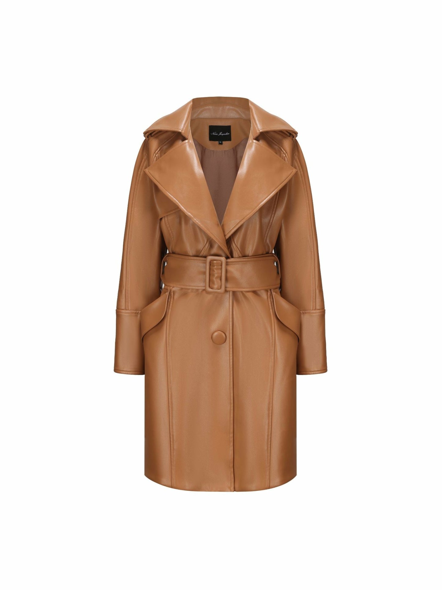 Nana Jacqueline Keira Leather Trench Coat: Brown Trench Coat for Fall Outfits Brown
