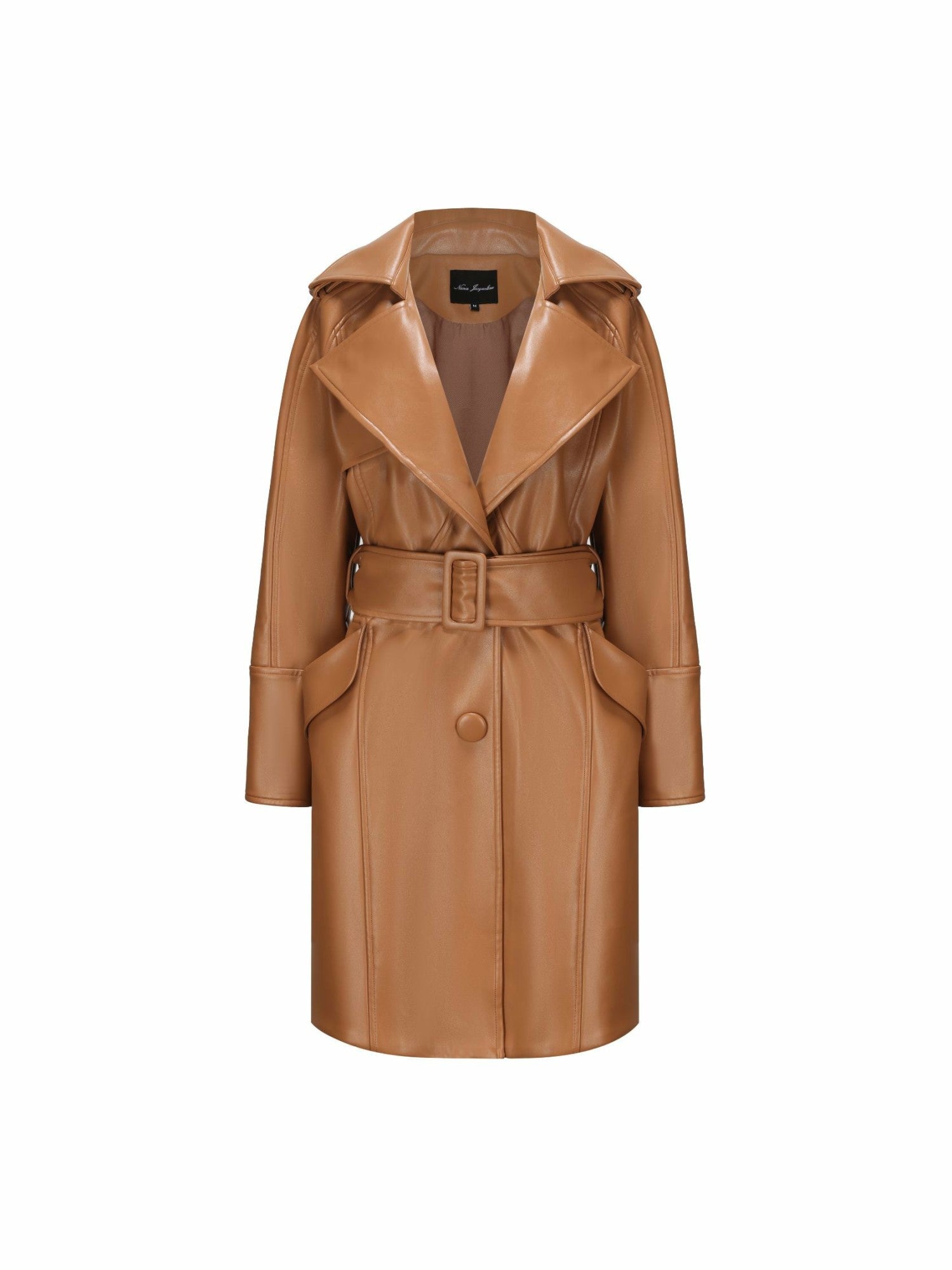 Nana Jacqueline Keira Leather Trench Coat: Brown Trench Coat for Fall Outfits Brown