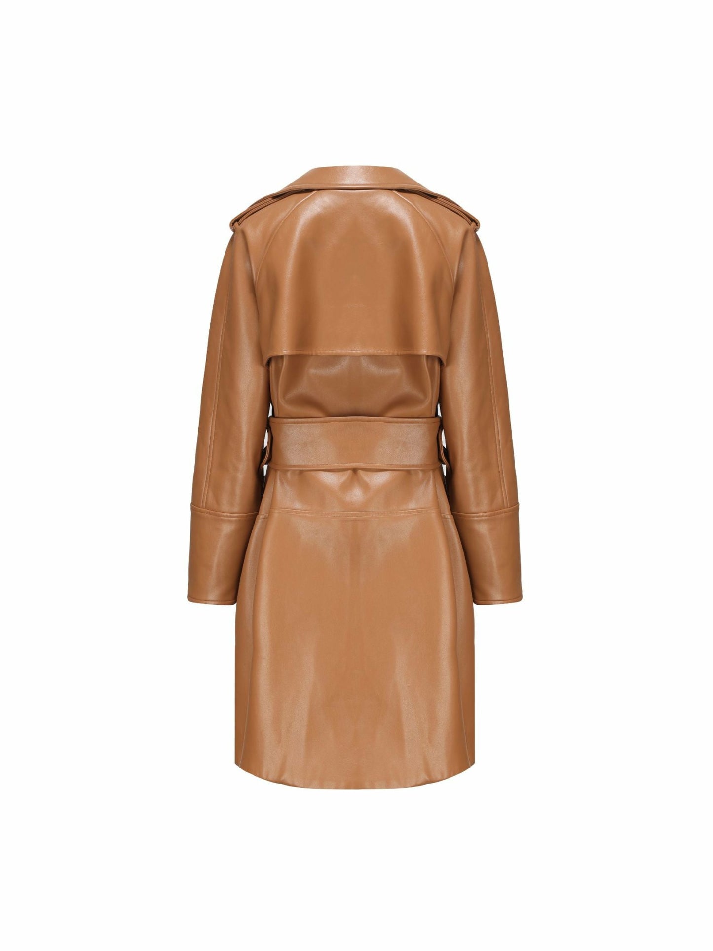 Nana Jacqueline Keira Leather Trench Coat: Brown Trench Coat for Fall Outfits Brown