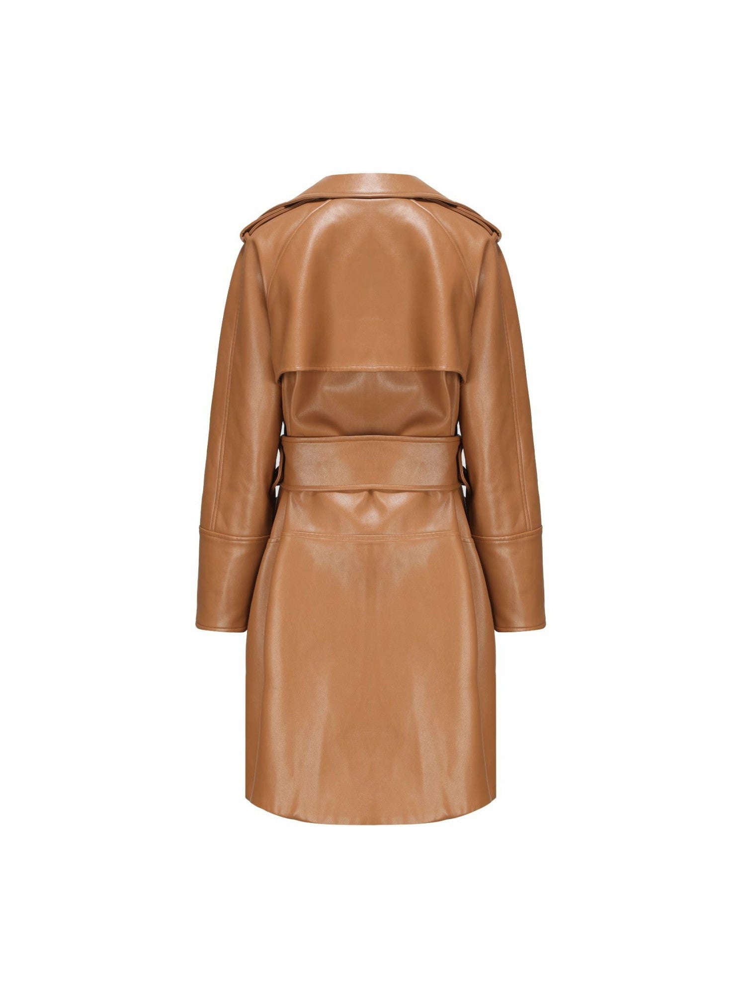 Nana Jacqueline Keira Leather Trench Coat: Brown Trench Coat for Fall Outfits Brown